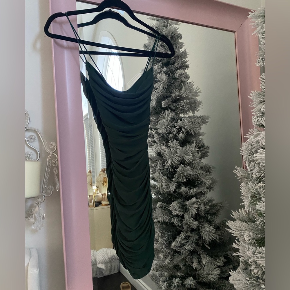 Envy and Grace green ruffled mini dress